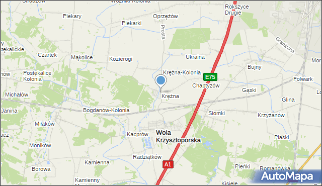 mapa Krężna, Krężna na mapie Targeo